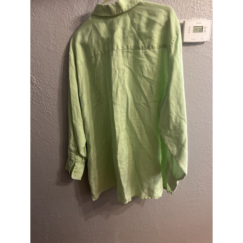 Elizabeth by Liz Claiborne Green Linen Tunic Shirt Size 18